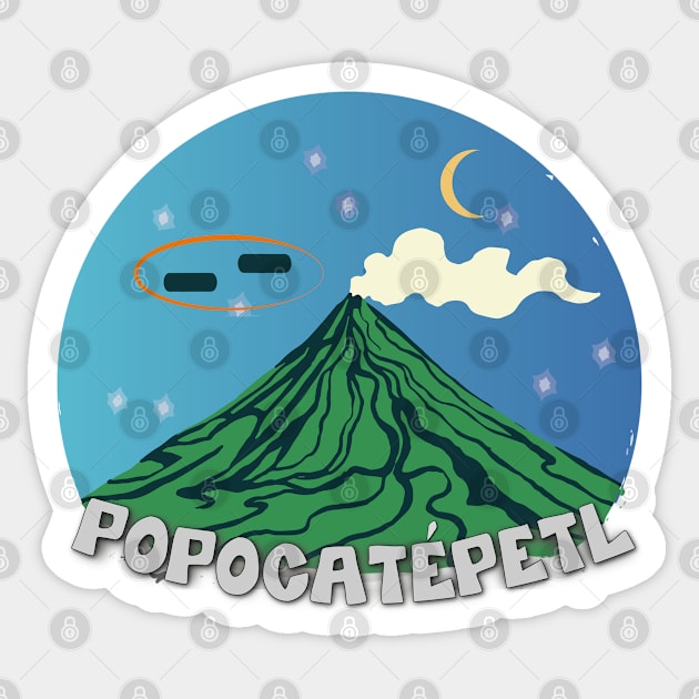 UFO sighting UAP Popocatepetl volcano Sticker by Ideas Design